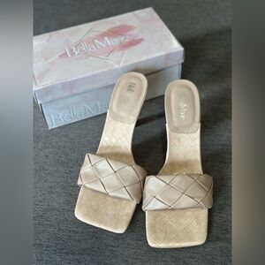 Bella Marie Cream Quilted Sandals